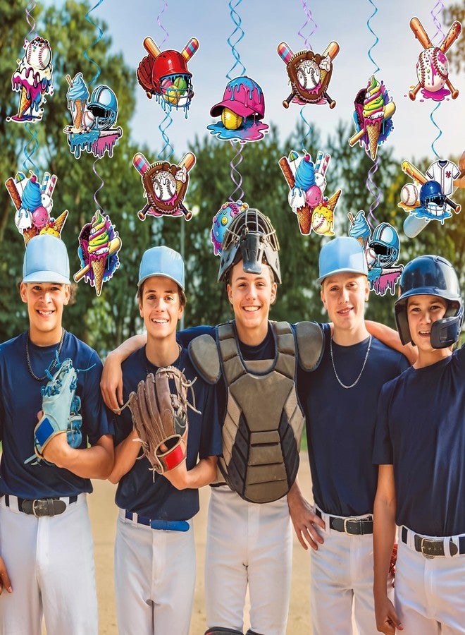 ojustbeok 60Pcs Ice Cream Drip Baseball Hanging Swirls Sport Themed Birthday Party Decorations Baseball Ice Cream Theme Ceiling Streamers Hanging Decorations for Birthday Team Celebration Game Day Supplies - Image 5
